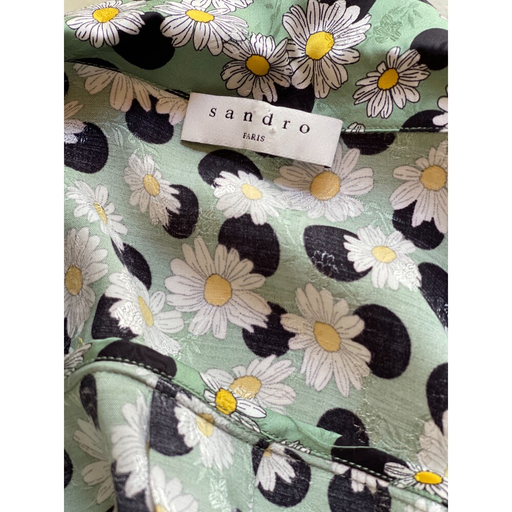 NWOT Sandro Paris Daisy Print Satin Romper Jumpsuit Same Style Worn on TV Size 4 - Picture 7 of 11